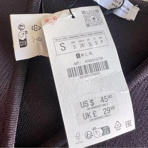 Zara Chocolate Brown Knit Sweater Vest- Size S- New With Tags - Picture 6 of 8